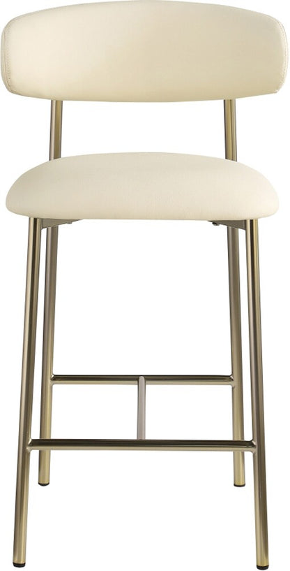 Meridian Furniture - Lupita Cream Vegan Leather Counter Stool (Set of 2) - 995Cream-C veiw 2