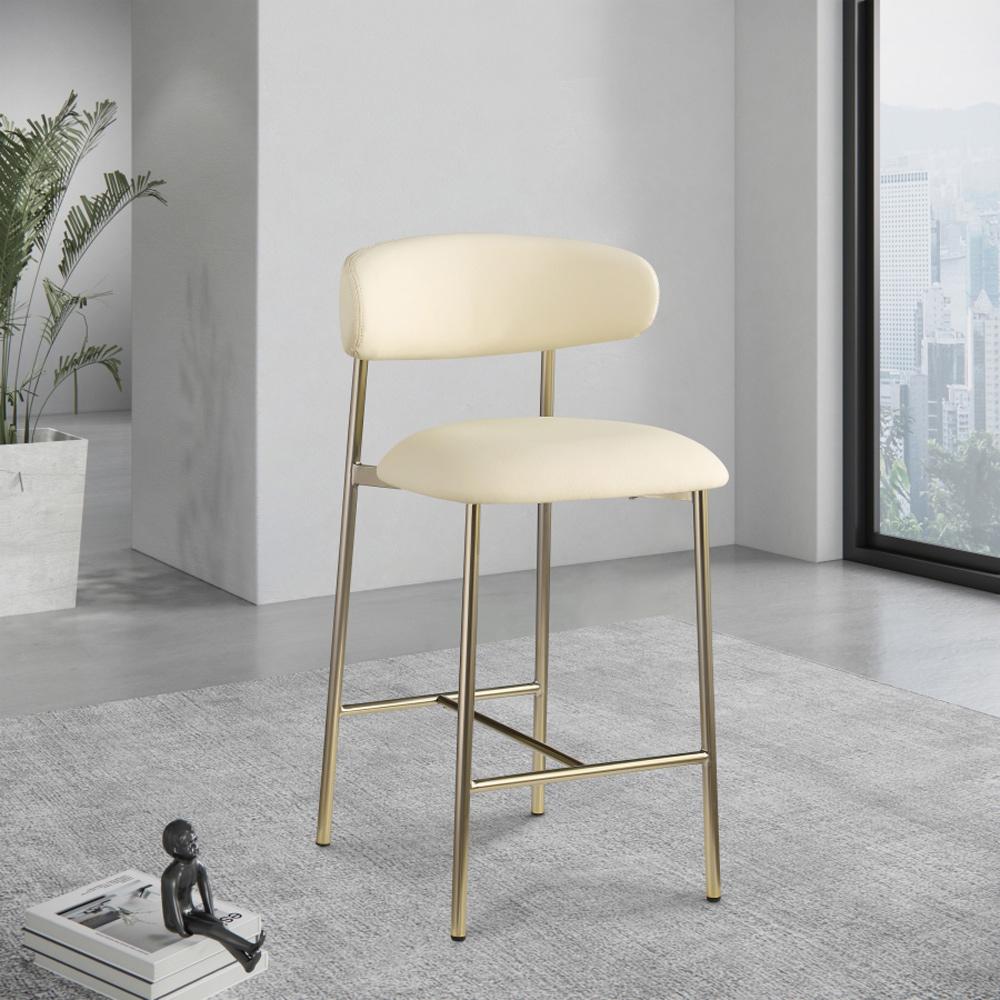 Meridian Furniture - Lupita Cream Vegan Leather Counter Stool (Set of 2) - 995Cream-C veiw 7