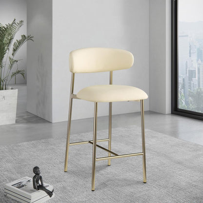 Meridian Furniture - Lupita Cream Vegan Leather Counter Stool (Set of 2) - 995Cream-C veiw 7