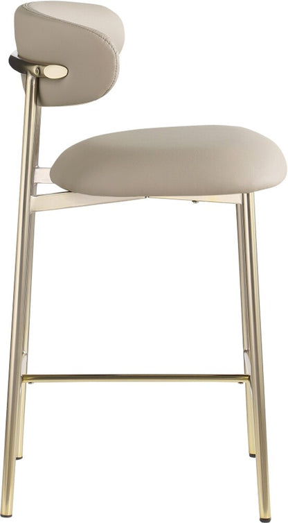 Meridian Furniture - Lupita Taupe Vegan Leather Counter Stool (Set of 2) - 995Taupe-C veiw 3