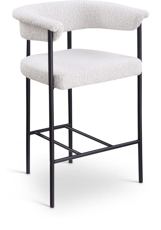 Meridian Furniture - Malin Cream Boucle Fabric Counter Stool (Set of 2) - 412Cream-C veiw 1