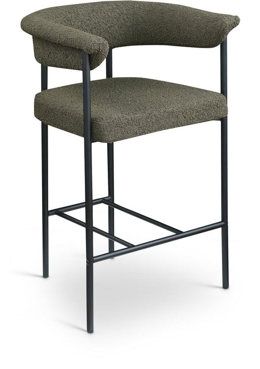 Meridian Furniture - Malin Olive Boucle Fabric Counter Stool (Set of 2) - 412Olive-C veiw 1