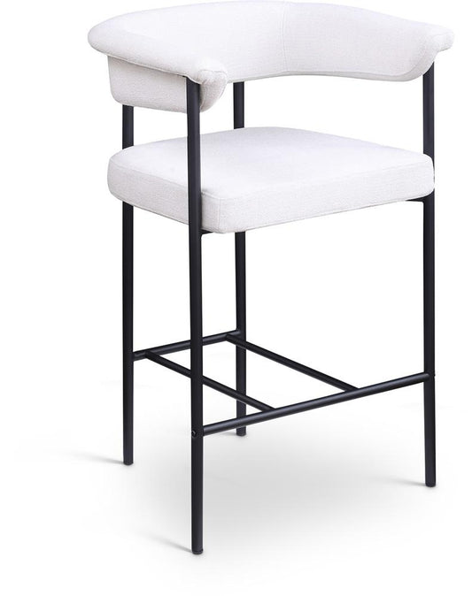 Meridian Furniture - Malin Cream Linen Textured Fabric Counter Stool (Set of 2) - 426Cream-C veiw 1
