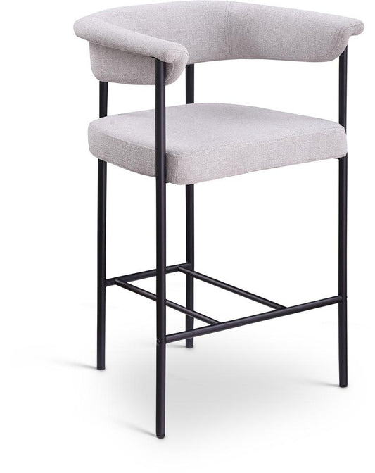Meridian Furniture - Malin Grey Linen Textured Fabric Counter Stool (Set of 2) - 426Grey-C veiw 1