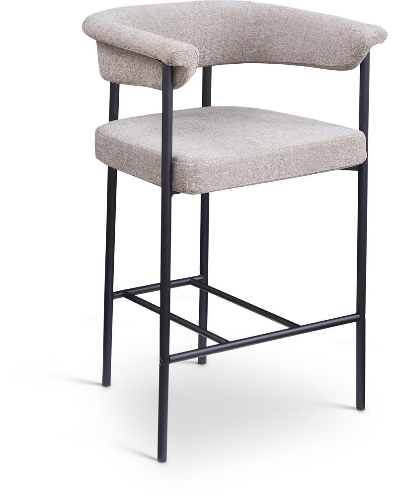 Meridian Furniture - Malin Taupe Linen Textured Fabric Counter Stool (Set of 2) - 426Taupe-C veiw 1