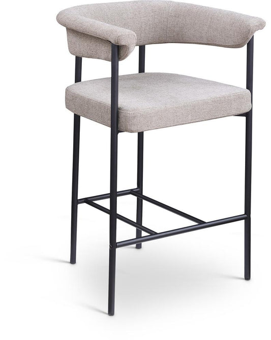 Meridian Furniture - Malin Taupe Linen Textured Fabric Counter Stool (Set of 2) - 426Taupe-C veiw 1