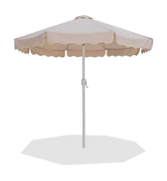 Meridian Furniture - Amalfi Beige With Cream Piping Fabric Patio Umbrellas - 55018Beige-U veiw 1