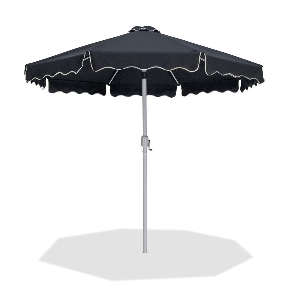Meridian Furniture - Amalfi Black With Cream Piping Fabric Patio Umbrellas - 55018Black-U veiw 1