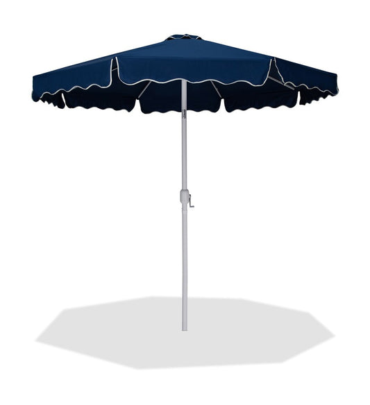 Meridian Furniture - Amalfi Navy With Cream Piping Fabric Patio Umbrellas - 55018Navy-U veiw 1