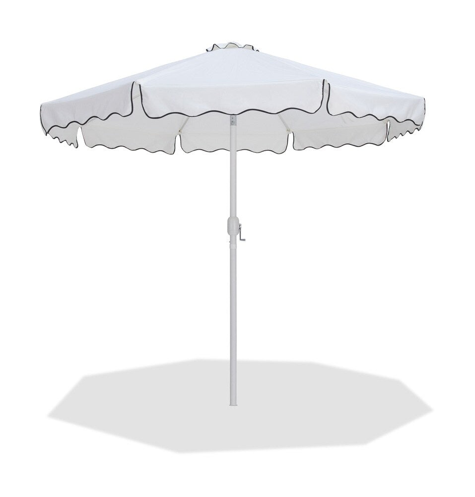 Meridian Furniture - Amalfi White With Black Piping Fabric Patio Umbrellas - 55018White-U veiw 1