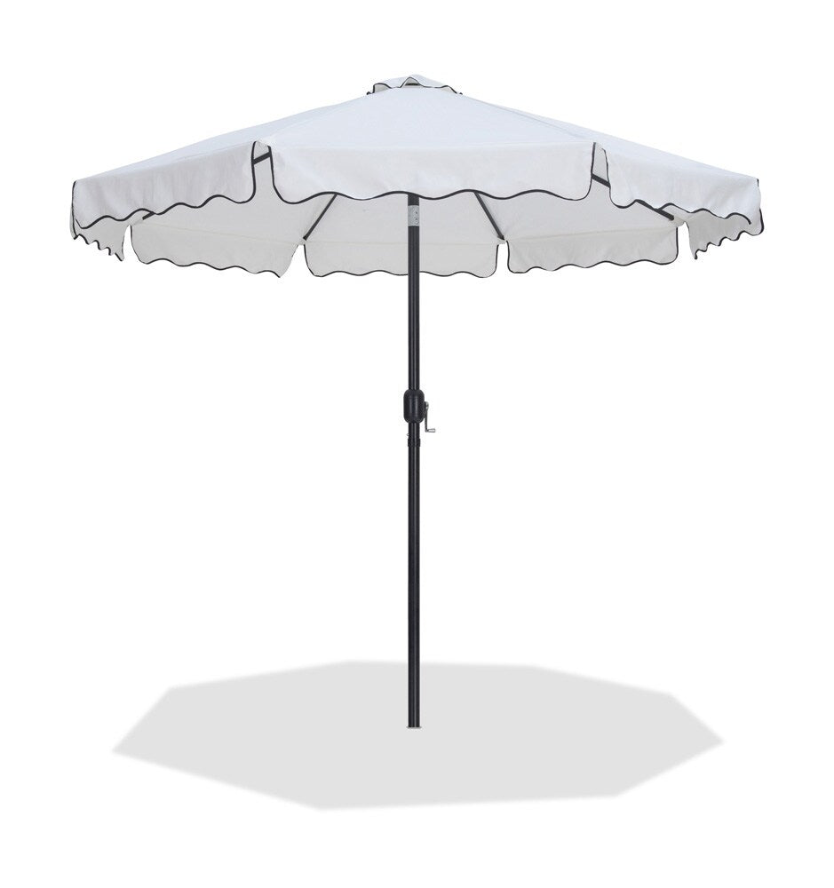 Meridian Furniture - Amalfi White With Black Piping Fabric Patio Umbrellas - 55019White-U veiw 1