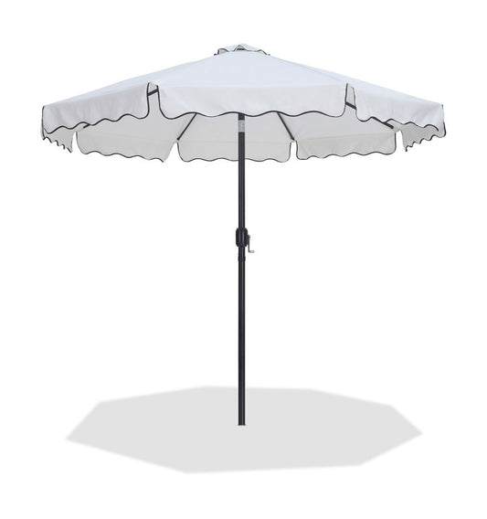Meridian Furniture - Amalfi White With Black Piping Fabric Patio Umbrellas - 55019White-U veiw 1