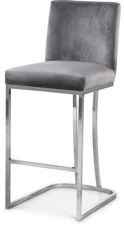 Meridian Furniture - Heidi Grey Velvet Stool - 708Grey-C veiw 1