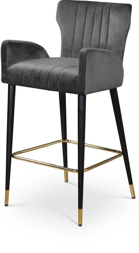 Meridian Furniture - Luxe Grey Velvet Stool (Set of 2) - 792Grey-C veiw 1