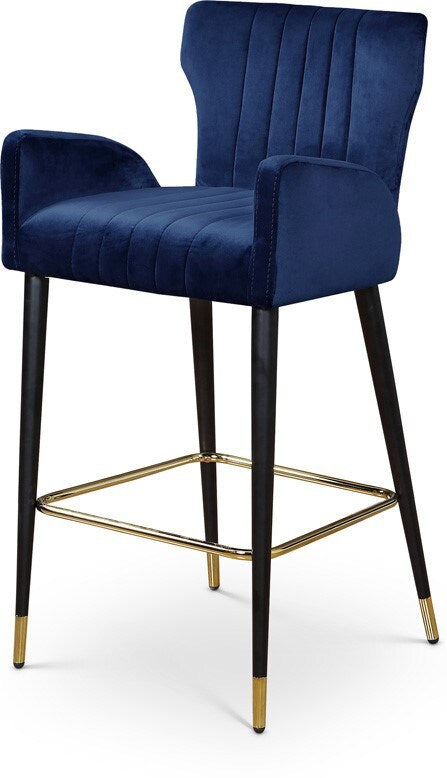 Meridian Furniture - Luxe Navy Velvet Stool (Set of 2) - 792Navy-C veiw 1