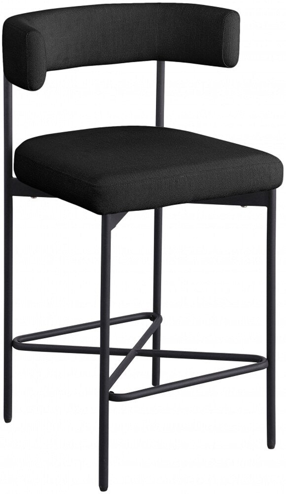 Meridian Furniture - Rivage Black Durable Linen Textured Fabric Stool (Set of 2) - 929Black-C veiw 1
