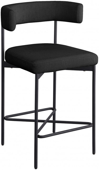 Meridian Furniture - Rivage Black Durable Linen Textured Fabric Stool (Set of 2) - 929Black-C veiw 1
