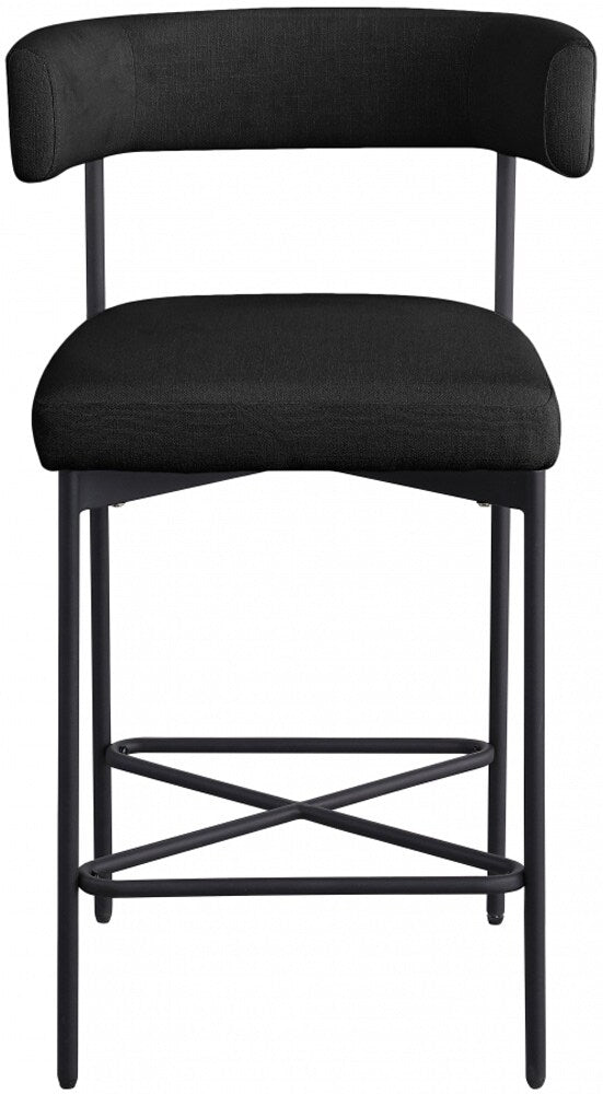 Meridian Furniture - Rivage Black Durable Linen Textured Fabric Stool (Set of 2) - 929Black-C veiw 3