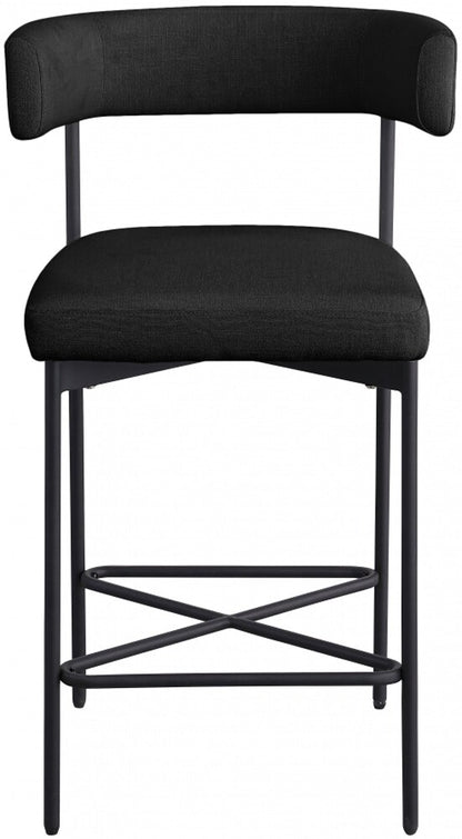 Meridian Furniture - Rivage Black Durable Linen Textured Fabric Stool (Set of 2) - 929Black-C veiw 3