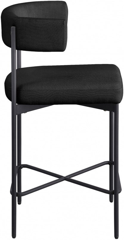 Meridian Furniture - Rivage Black Durable Linen Textured Fabric Stool (Set of 2) - 929Black-C veiw 4