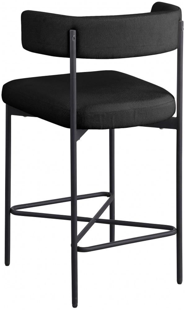 Meridian Furniture - Rivage Black Durable Linen Textured Fabric Stool (Set of 2) - 929Black-C veiw 5