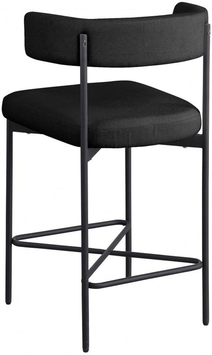 Meridian Furniture - Rivage Black Durable Linen Textured Fabric Stool (Set of 2) - 929Black-C veiw 5