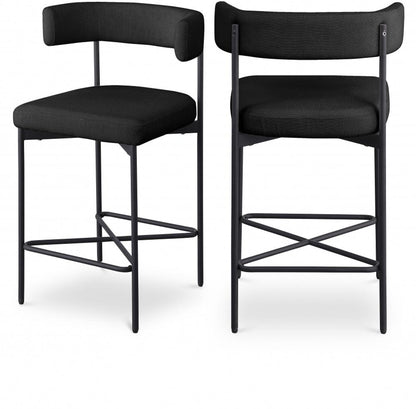 Meridian Furniture - Rivage Black Durable Linen Textured Fabric Stool (Set of 2) - 929Black-C veiw 7