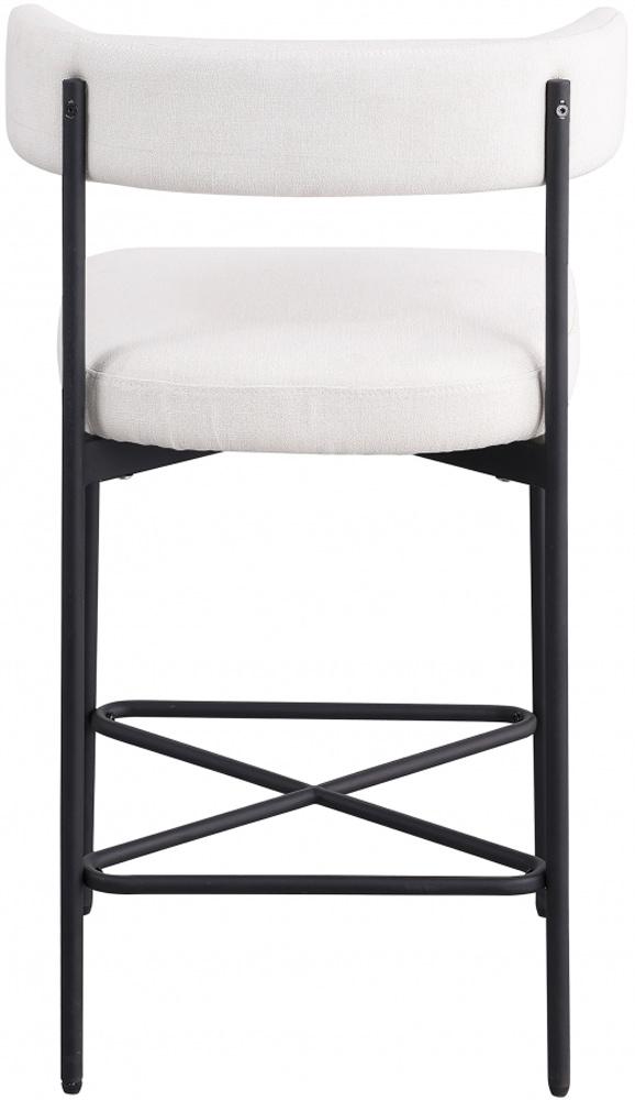Meridian Furniture - Rivage Cream Durable Linen Textured Fabric Stool (Set of 2) - 929Cream-C veiw 2