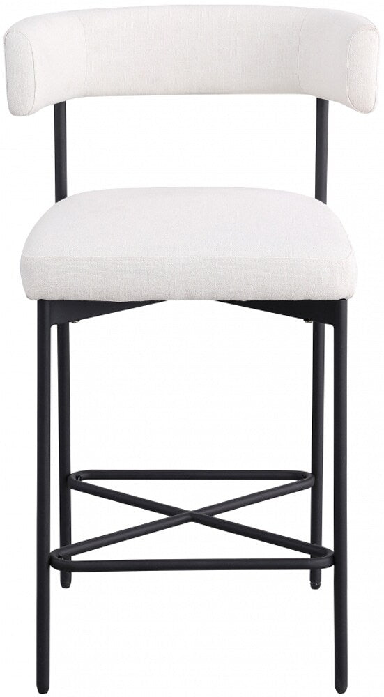 Meridian Furniture - Rivage Cream Durable Linen Textured Fabric Stool (Set of 2) - 929Cream-C veiw 3