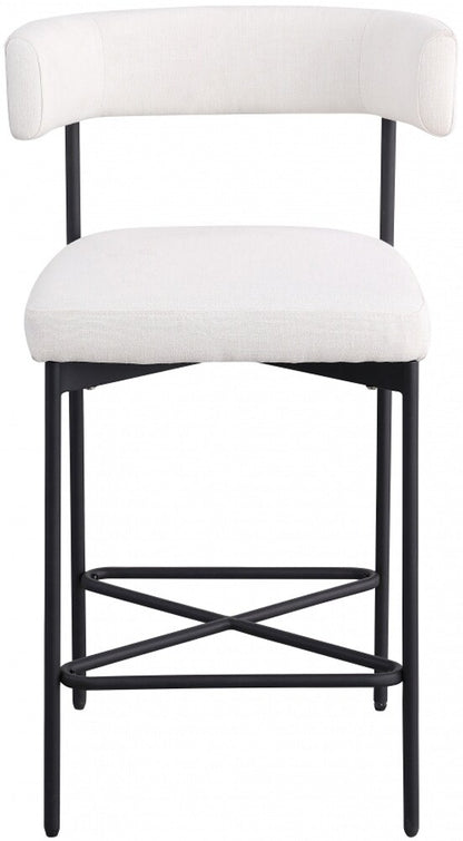 Meridian Furniture - Rivage Cream Durable Linen Textured Fabric Stool (Set of 2) - 929Cream-C veiw 3