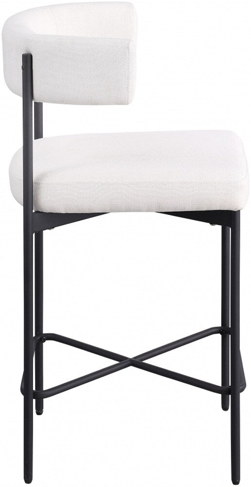 Meridian Furniture - Rivage Cream Durable Linen Textured Fabric Stool (Set of 2) - 929Cream-C veiw 4