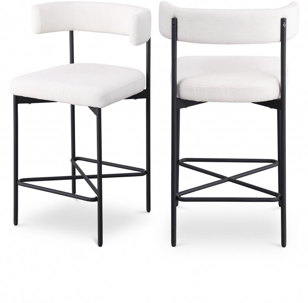 Meridian Furniture - Rivage Cream Durable Linen Textured Fabric Stool (Set of 2) - 929Cream-C veiw 6