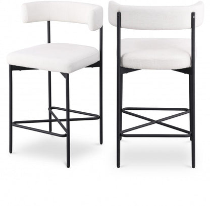 Meridian Furniture - Rivage Cream Durable Linen Textured Fabric Stool (Set of 2) - 929Cream-C veiw 6