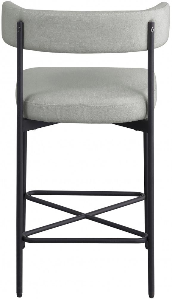 Meridian Furniture - Rivage Light Grey Durable Linen Textured Fabric Stool (Set of 2) - 929Grey-C veiw 2
