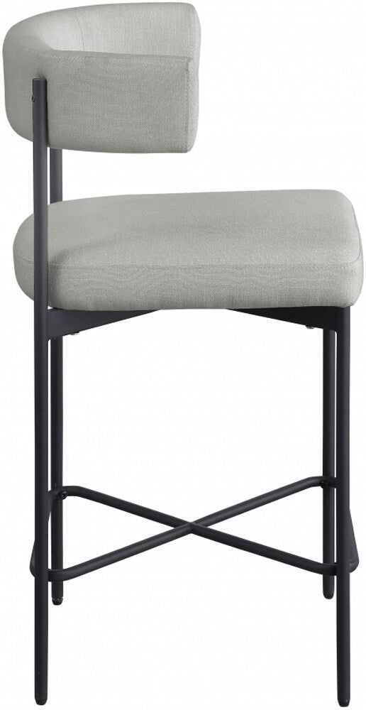 Meridian Furniture - Rivage Light Grey Durable Linen Textured Fabric Stool (Set of 2) - 929Grey-C veiw 4