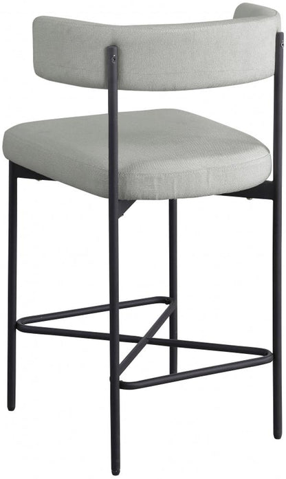 Meridian Furniture - Rivage Light Grey Durable Linen Textured Fabric Stool (Set of 2) - 929Grey-C veiw 5