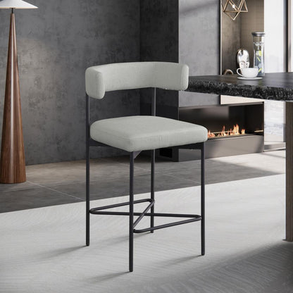 Meridian Furniture - Rivage Light Grey Durable Linen Textured Fabric Stool (Set of 2) - 929Grey-C veiw 6