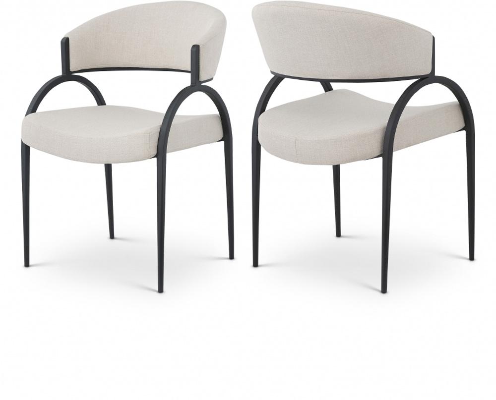 Meridian Furniture - Privet Beige Linen Textured Fabric Dining Chair (Set of 2) - 931Beige-C veiw 5