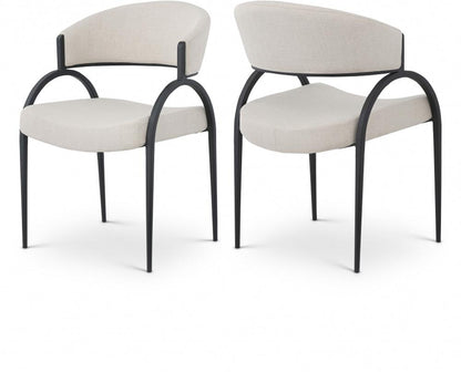 Meridian Furniture - Privet Beige Linen Textured Fabric Dining Chair (Set of 2) - 931Beige-C veiw 5