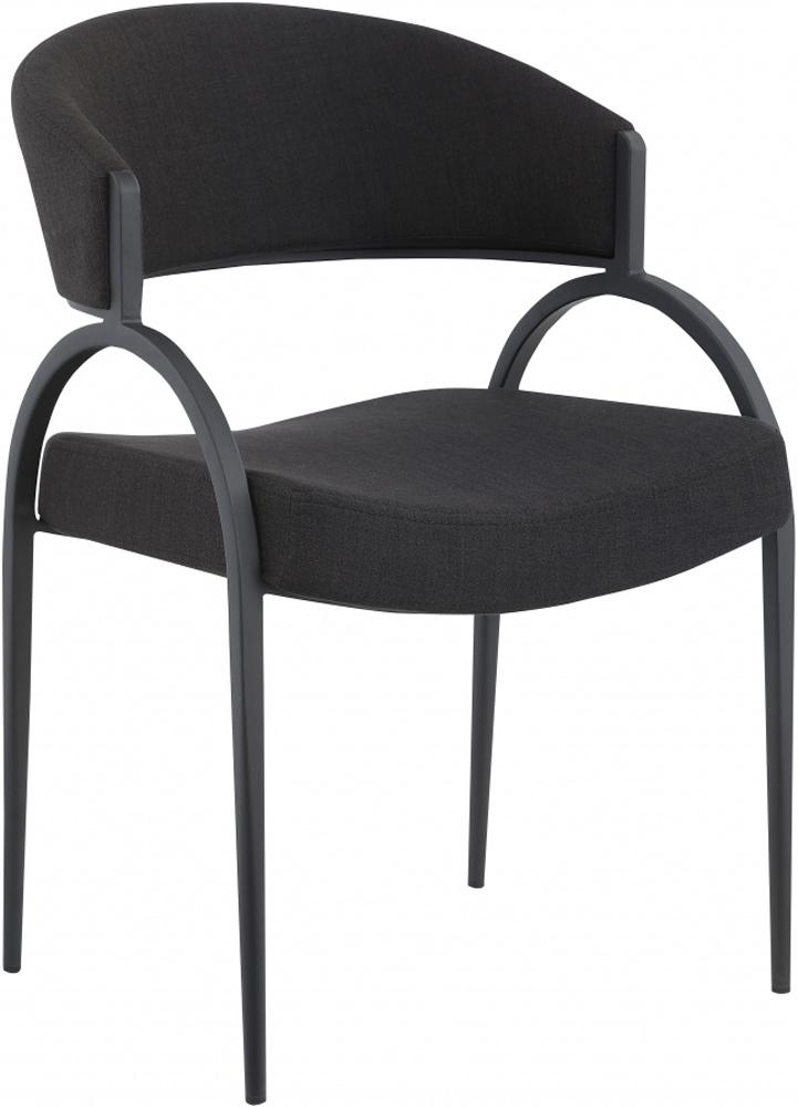 Meridian Furniture - Privet Black Linen Textured Fabric Dining Chair (Set of 2) - 931Black-C veiw 1