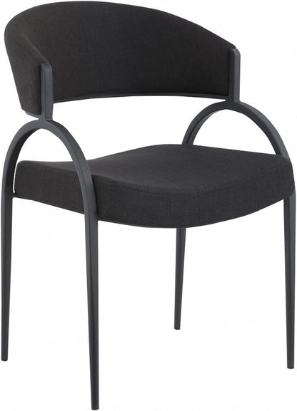 Meridian Furniture - Privet Black Linen Textured Fabric Dining Chair (Set of 2) - 931Black-C veiw 1