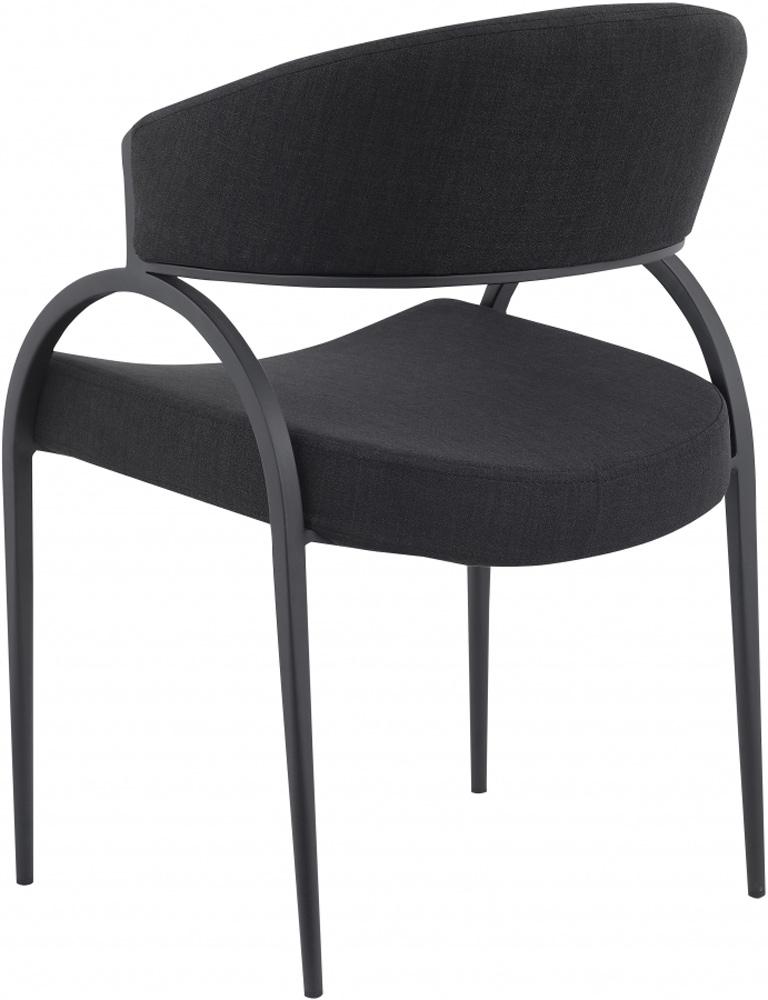 Meridian Furniture - Privet Black Linen Textured Fabric Dining Chair (Set of 2) - 931Black-C veiw 2