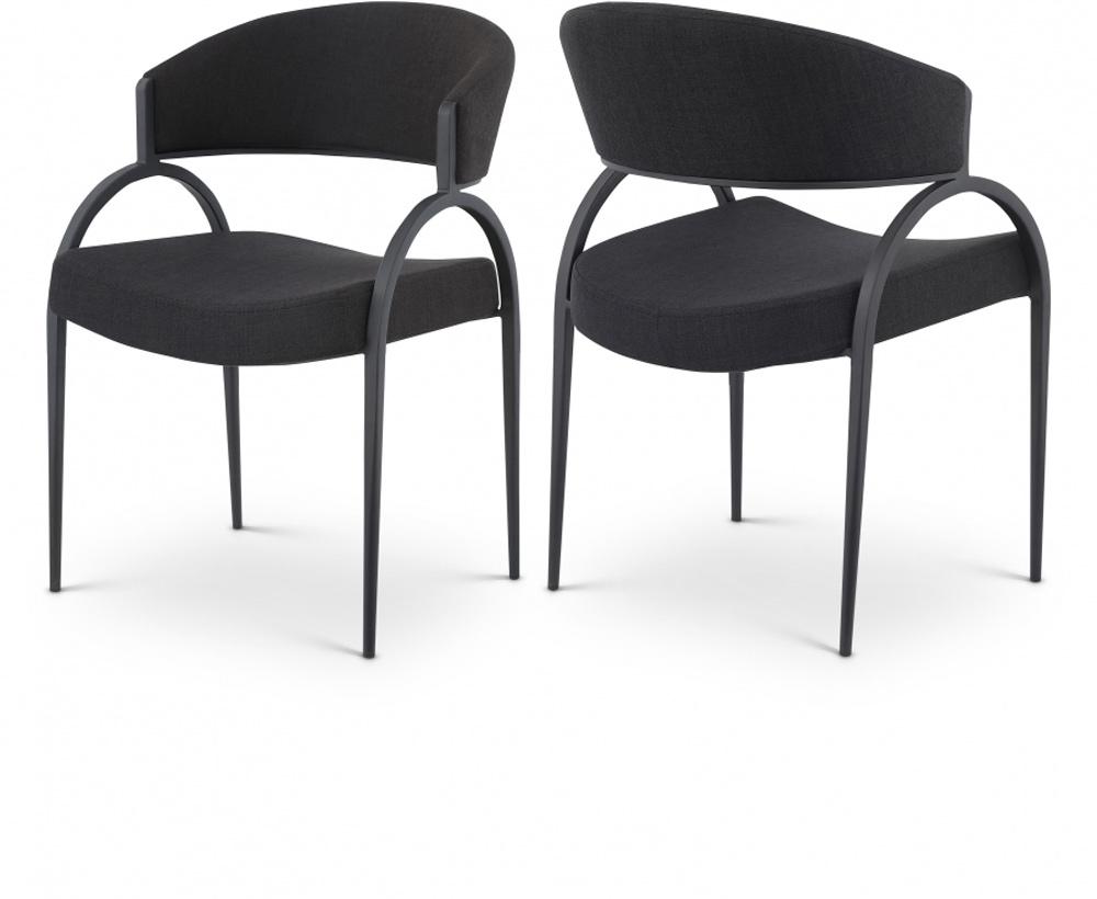 Meridian Furniture - Privet Black Linen Textured Fabric Dining Chair (Set of 2) - 931Black-C veiw 5
