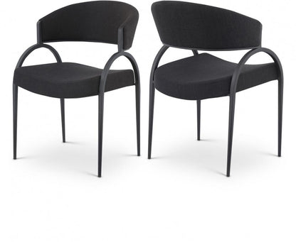 Meridian Furniture - Privet Black Linen Textured Fabric Dining Chair (Set of 2) - 931Black-C veiw 5