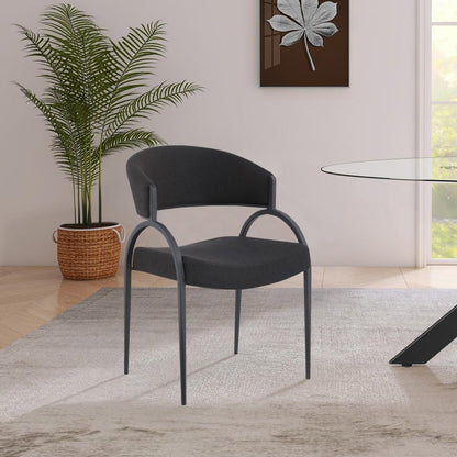 Meridian Furniture - Privet Black Linen Textured Fabric Dining Chair (Set of 2) - 931Black-C veiw 6