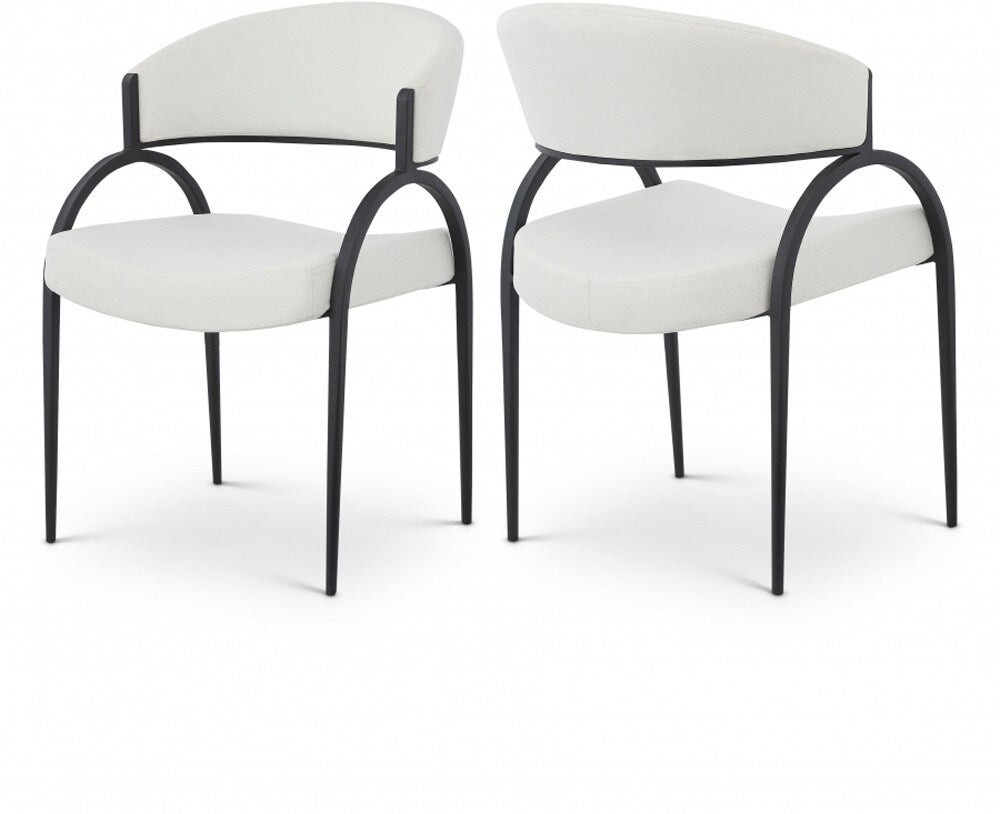 Meridian Furniture - Privet Cream Linen Textured Fabric Dining Chair (Set of 2) - 931Cream-C veiw 4