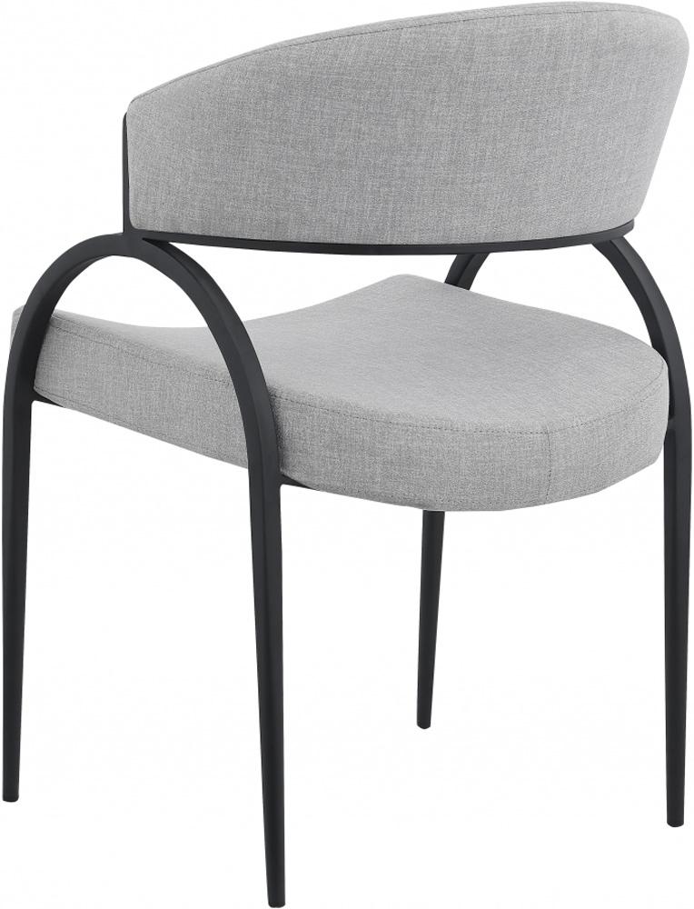 Meridian Furniture - Privet Grey Linen Textured Fabric Dining Chair (Set of 2) - 931Grey-C veiw 2