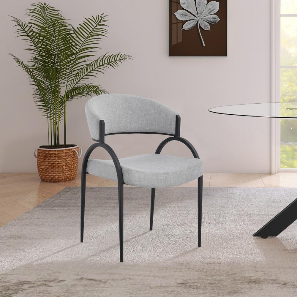 Meridian Furniture - Privet Grey Linen Textured Fabric Dining Chair (Set of 2) - 931Grey-C veiw 5