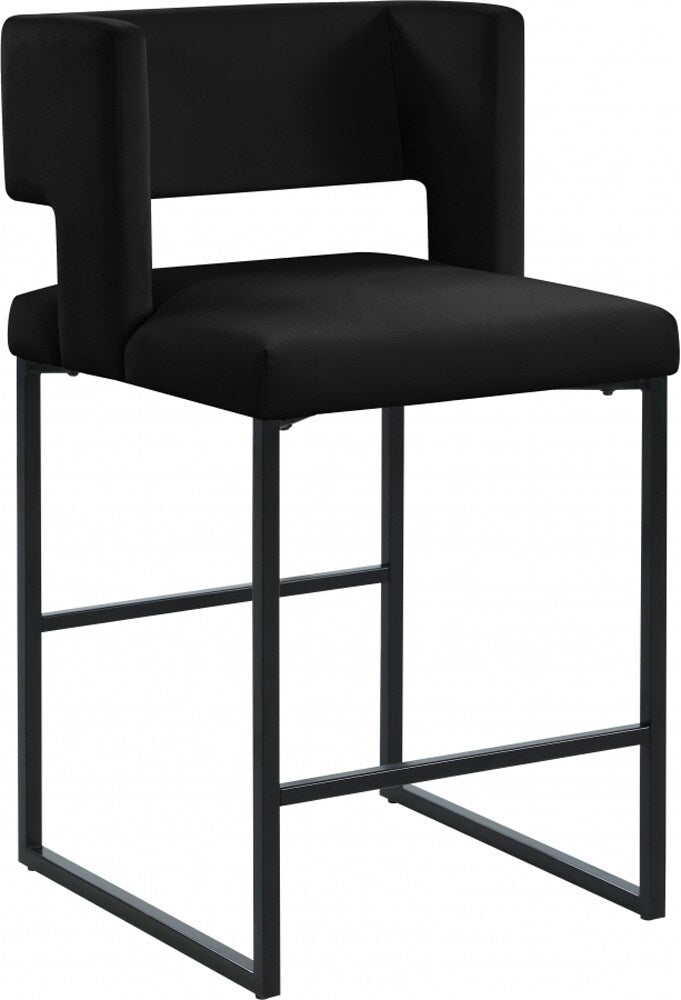 Meridian Furniture - Caleb Black Velvet Counter Stool (Set of 2) - 970Black-C veiw 1
