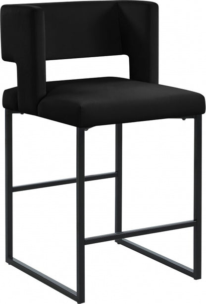 Meridian Furniture - Caleb Black Velvet Counter Stool (Set of 2) - 970Black-C veiw 1